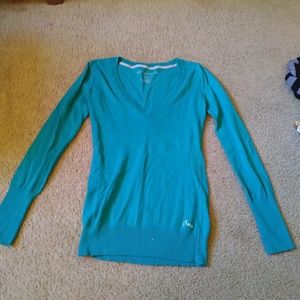 Teal Long Sleeve V-Neck Sweater